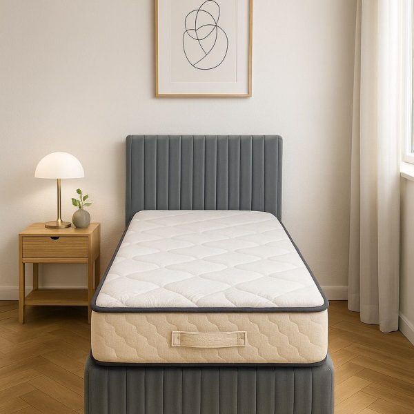 Piyano Säng 90*200 Grå Med Madrass