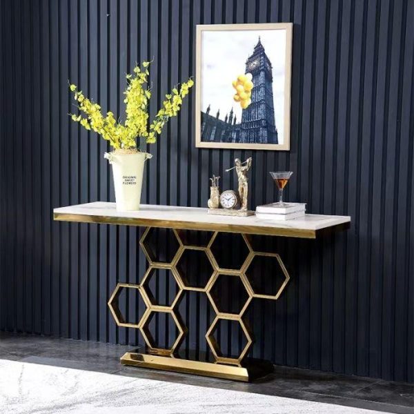 Aurelia avläsningsbord Guld Med Vit Marmor