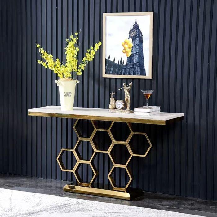 Aurelia avläsningsbord Guld Med Vit Marmor