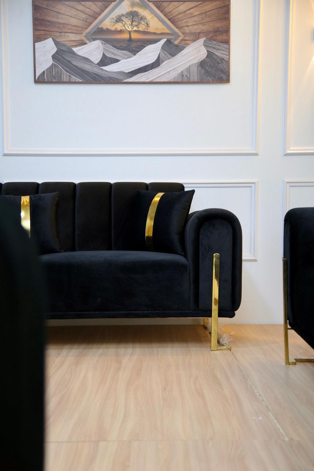 Piyano Soffgrupp 3,2,1 Tyg Svart - Bild 5