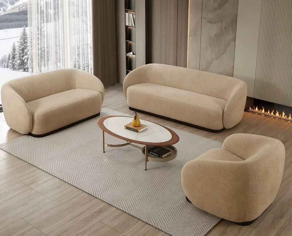 Bella Soffgrupp 3,2,1,1 Tyg Gråbeige