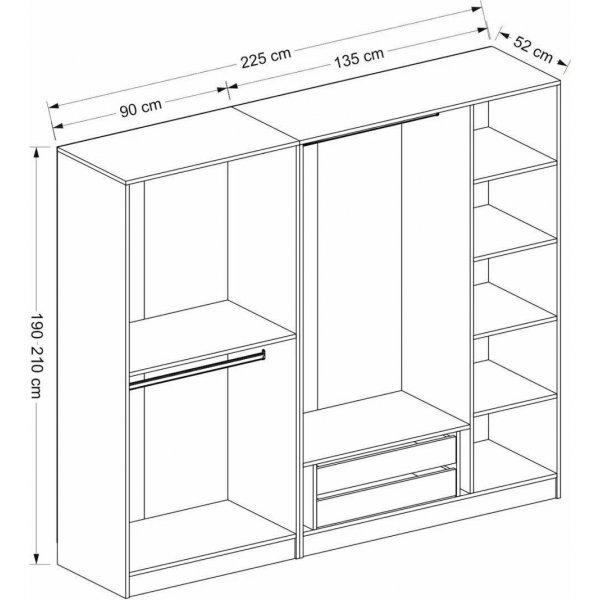 Naro Grderob Med Gångjärn / 5-Dörrar - Bild 6