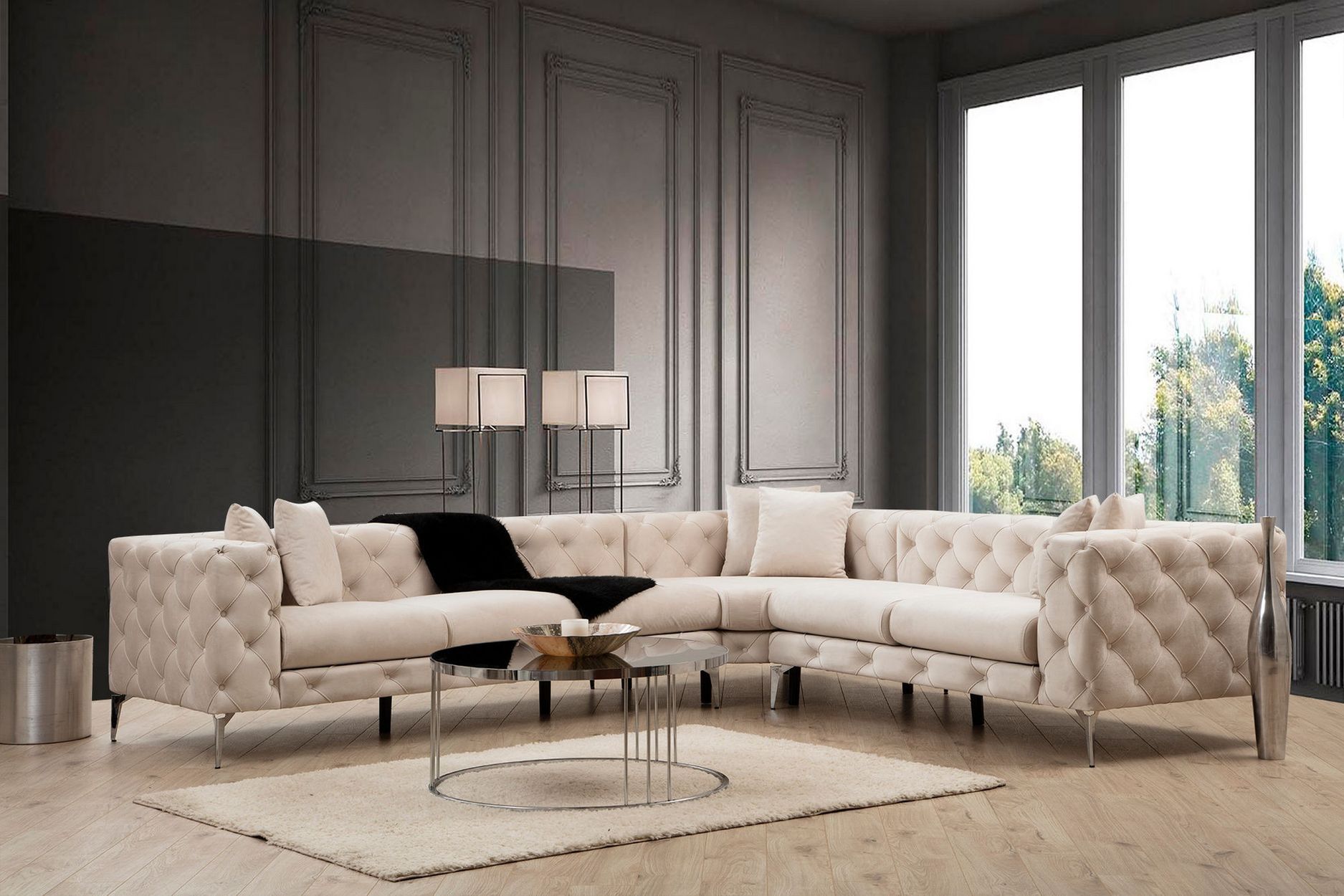 Milano hörnsoffa 280*280 Tyg Beige